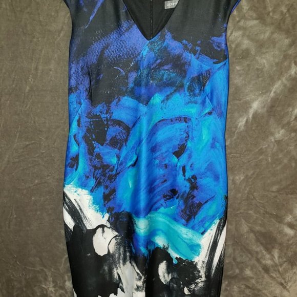 Donna Ricco New York Black/Blue Multi Dress  Size 16 - Picture 1 of 4